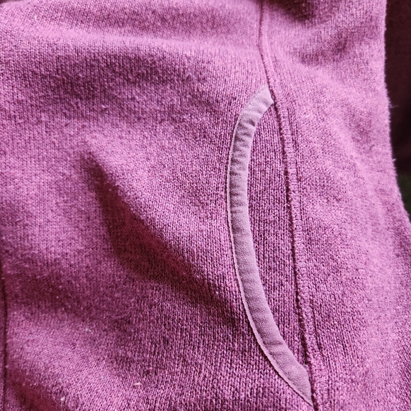 EDDIE BAUER Size Medium zip up fleece. Color is between cranberry & plum. - Picture 6 of 6
